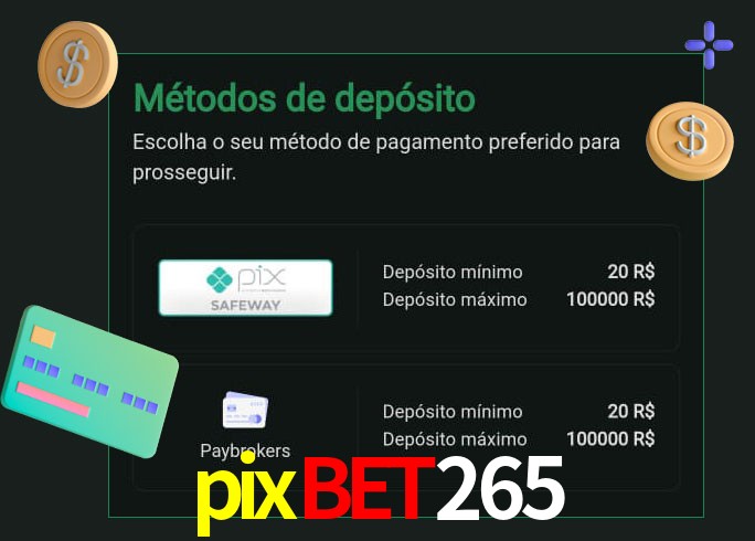 O cassino pixbet265 oferece uma grande variedade de métodos de pagamento